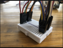 Small breadboard with wires connected